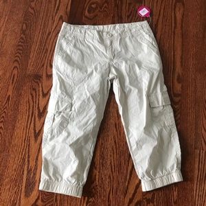 SO WOVEN BIGE CROPPED CARGO JOGGERS PANTS Sz 12